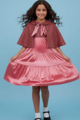 صورة فستان قطعتين احمر بربطة عنق والوشاح الراقي